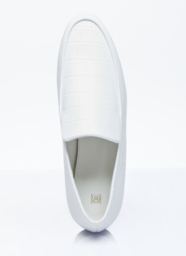 TOTEME Croco Oval Loafers White tot0256025