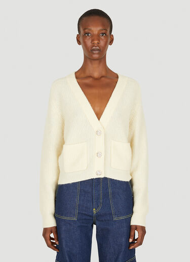 GANNI Ribbed Cardigan Cream gan0251093