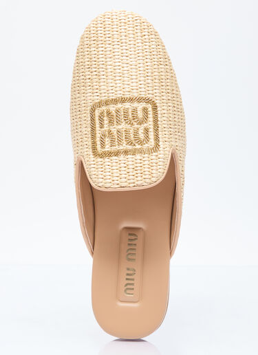 Miu Miu Woven Logo Mules Beige miu0256012