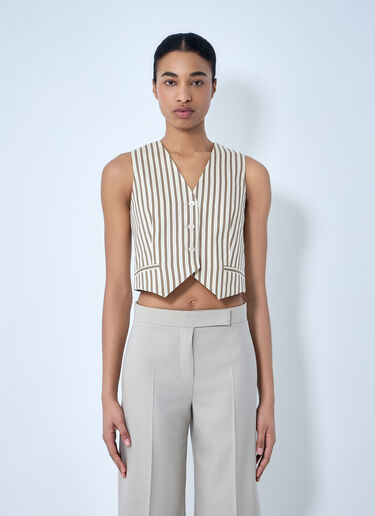 Max Mara Striped Buttoned Waistcoat Beige max0264008