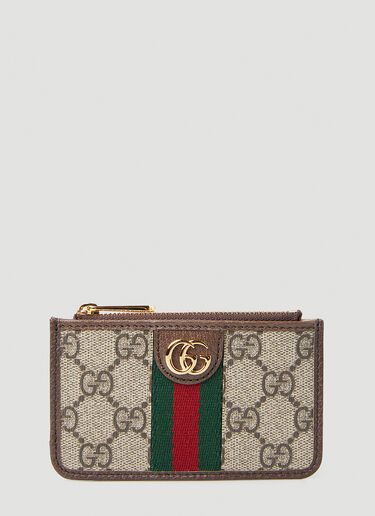 Gucci GG Supreme Web Card Holder Brown guc0247330