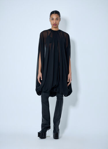 Rick Owens Draped Sheer Overlay Dress Black ric0264011