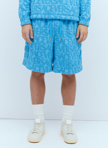 Versace Logo Jacquard Towel Shorts Blue ver0153008