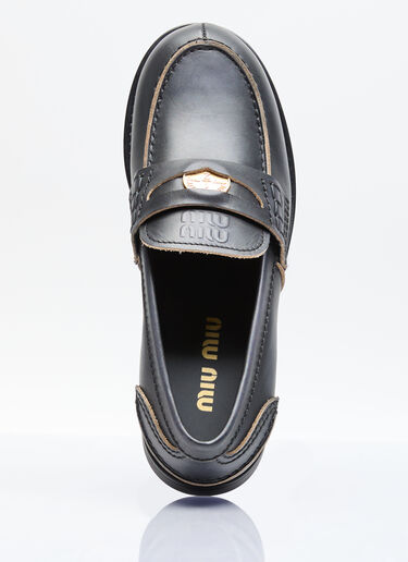 Miu Miu Leather Penny Loafers Black miu0257017