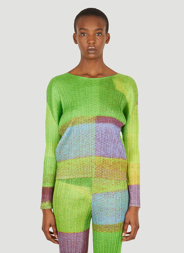 Pleats Please Issey Miyake 褶裥拼接长袖上衣 绿色 plp0251003
