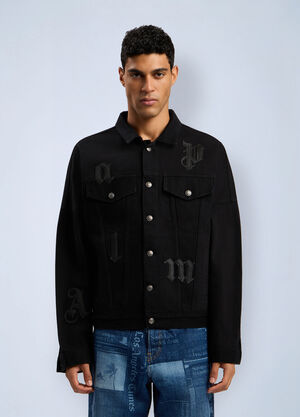 Palm Angels Gothic Logo Denim Jacket Black pma0162070