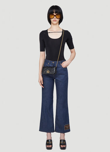 Gucci Logo-Patch Cropped Jeans Blue guc0241021