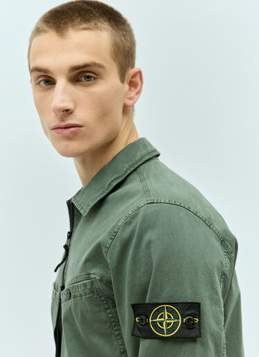 Stone Island Overshirt With Signature Compass Patch Green sto0156052