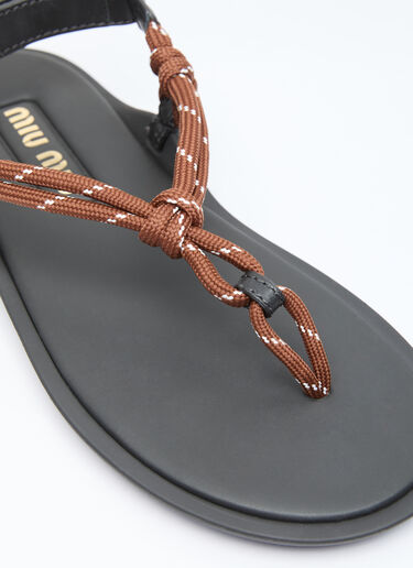 Miu Miu Riviere Cord And Leather Sandals Brown miu0256048