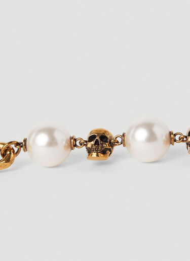 Alexander McQueen Faux-Pearl Skull Chain Bracelet Gold amq0245057