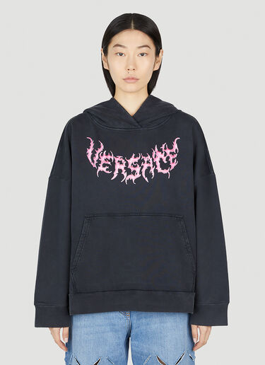 Versace 로고 프린트 후드 스웨트셔츠 블랙 vrs0252001