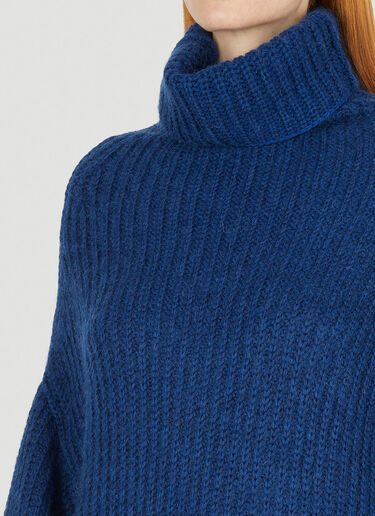 Yohji Yamamoto Oversized Roll Neck Sweater Blue yoy0250007