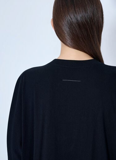 LN-CC® - MM6 Maison Margiela: Draped Midi Dress - Black MM6 Maison Margiela Draped Midi Dress Black mmm0265003