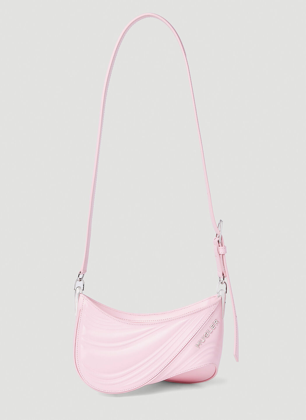Mugler Spiral Curve 01 Shoulder Bag in Pink LN CC