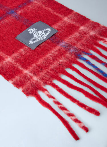 LN-CC® - Vivienne Westwood: Checked Wool Scarf - Red Vivienne Westwood Checked Wool Scarf Red vvw0166025
