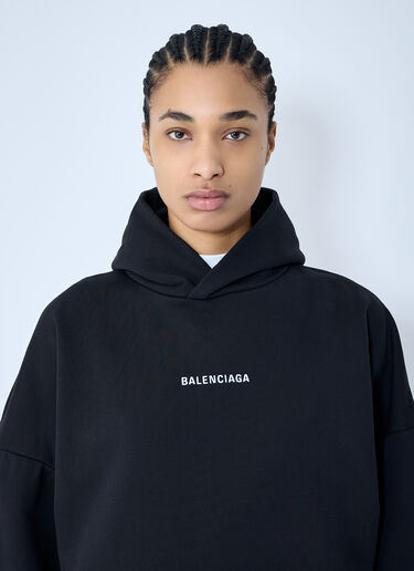 Logo Motif Hooded Sweatshirt Balenciaga Logo Motif Hooded Sweatshirt Black bal0259066