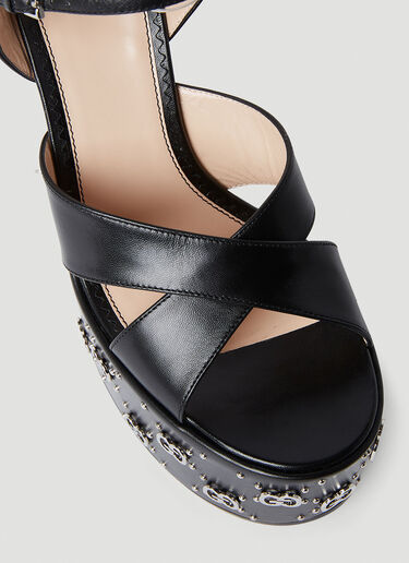 Gucci Interlocking G Stud Platform Sandals Black guc0251160