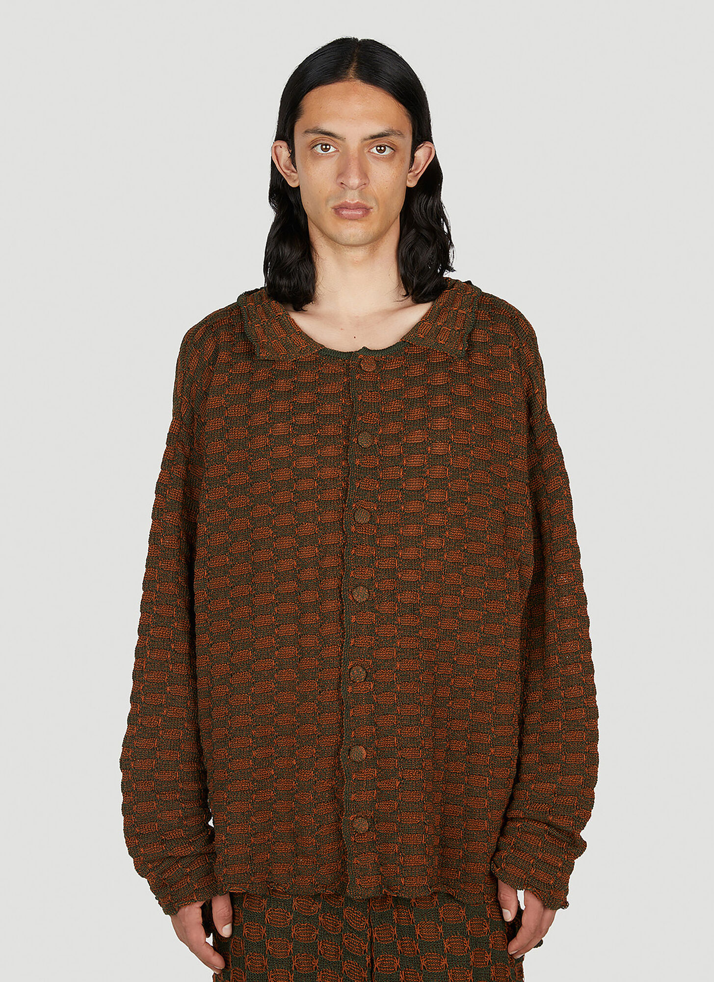 Isa Boulder Sphere Knit Long Sleeved Cardigan In Brown