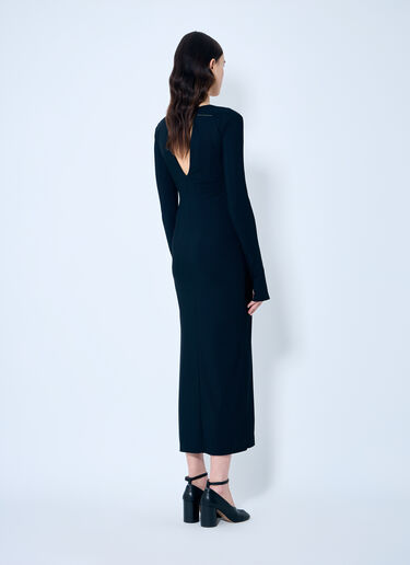 MM6 Maison Margiela Deep V Neck Dress Black mmm0259002