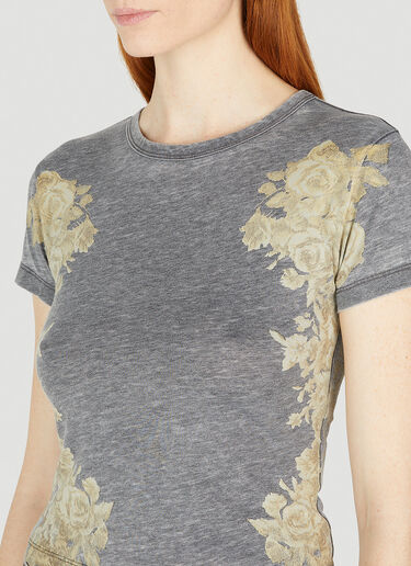 Guess USA Floral Burn Out T-Shirt Grey gue0252005