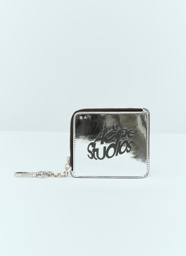 Acne Studios Metallic Logo Print Wallet Silver acn0156027