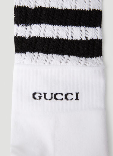 Gucci Striped Logo Socks White guc0252036