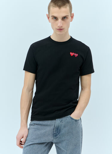 Comme Des Garçons PLAY Double Heart Logo Patch T-Shirt Black cpl0355019