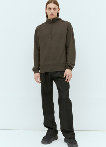 Burberry Half-Zip Wool Hooded Sweatshirt Brown bur0154012