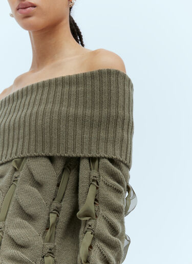 시폰 인서트 울 스웨터 Blumarine 시폰 인서트 울 스웨터 그린 blm0253007