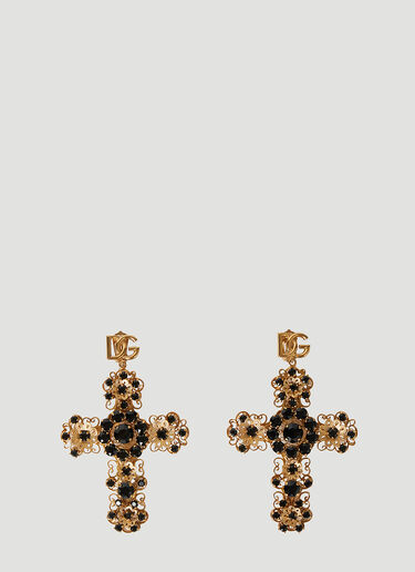 Dolce & Gabbana Kim Embellished Cross Earrings Gold dol0252026