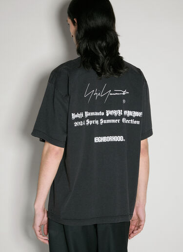 Yohji Yamamoto x Neighborhood 로고 프린트 티셔츠  블랙 yoy0156022