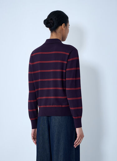 Dries Van Noten Striped Knit Polo Sweater Purple dvn0263013
