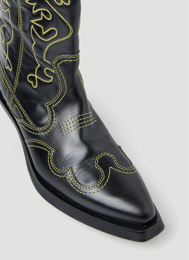 GANNI Embroidered Western Boots Black gan0251038