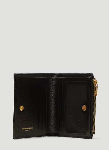 Saint Laurent Monogram Grain De Poudre Zipped Card Case Black sla0237053