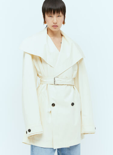 Bottega Veneta Twill Trench Coat Cream bov0256040