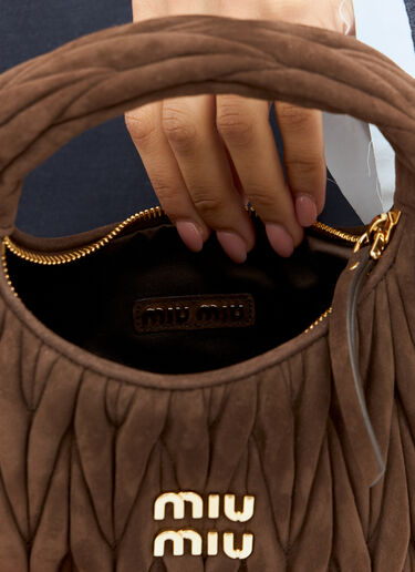 Miu Miu Wander Matelassé Suede Mini Shoulder Bag Brown miu0258028