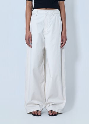 Lemaire Wide-Leg Tailored Trousers White lem0264004