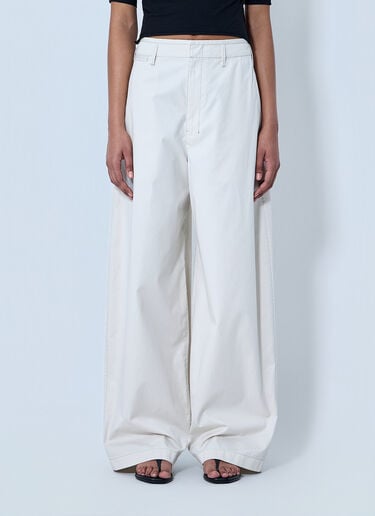 Lemaire Wide-Leg Tailored Trousers White lem0264004