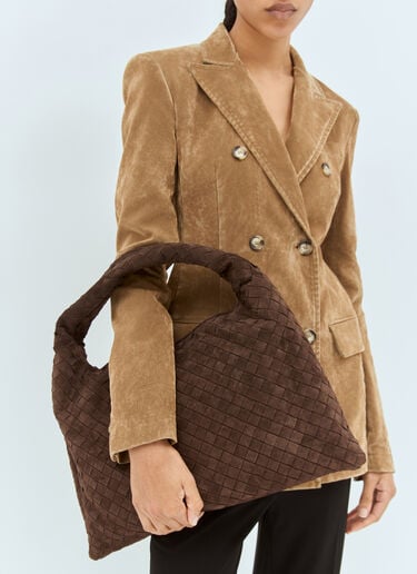 Bottega Veneta Large Hop Suede Shoulder Bag Brown bov0258019