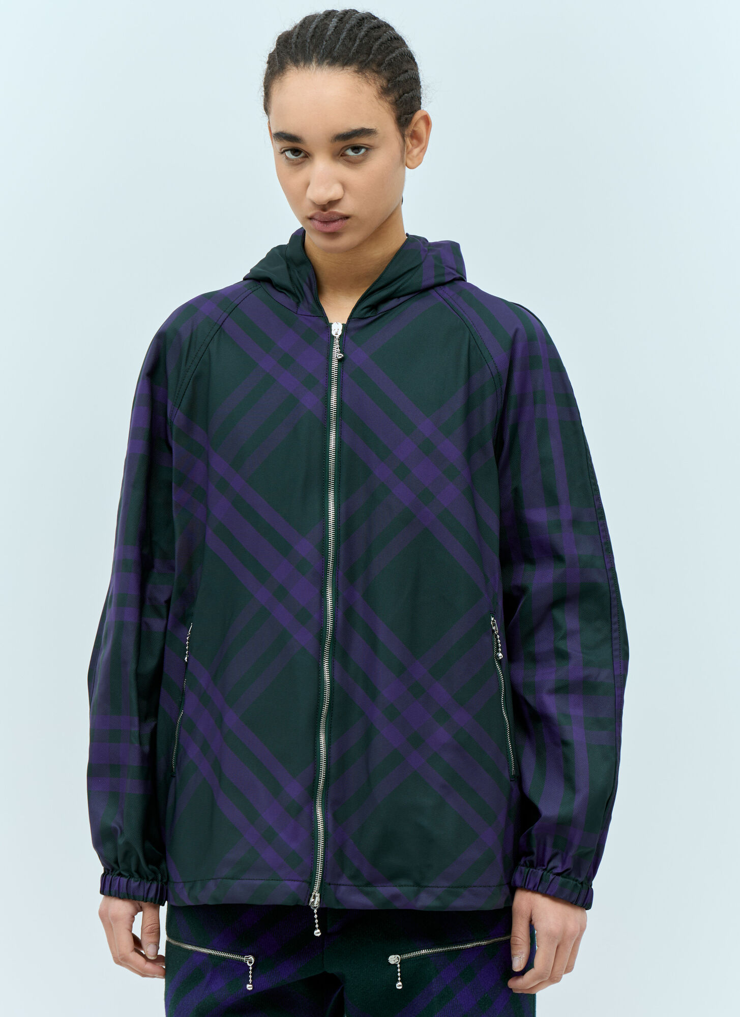 Shop Burberry Check Nylon-twill Windbreaker Jacket In Green