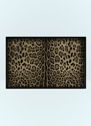 Dolce & Gabbana Casa Leopard Wooden Tray Blue wps0691218