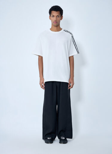 Y-3 Striped Shoulder Cotton T-Shirt White yyy0364029