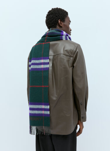 コントラストチェックカシミアスカーフ Burberry コントラストチェックカシミアスカーフ グリーン bur0154028