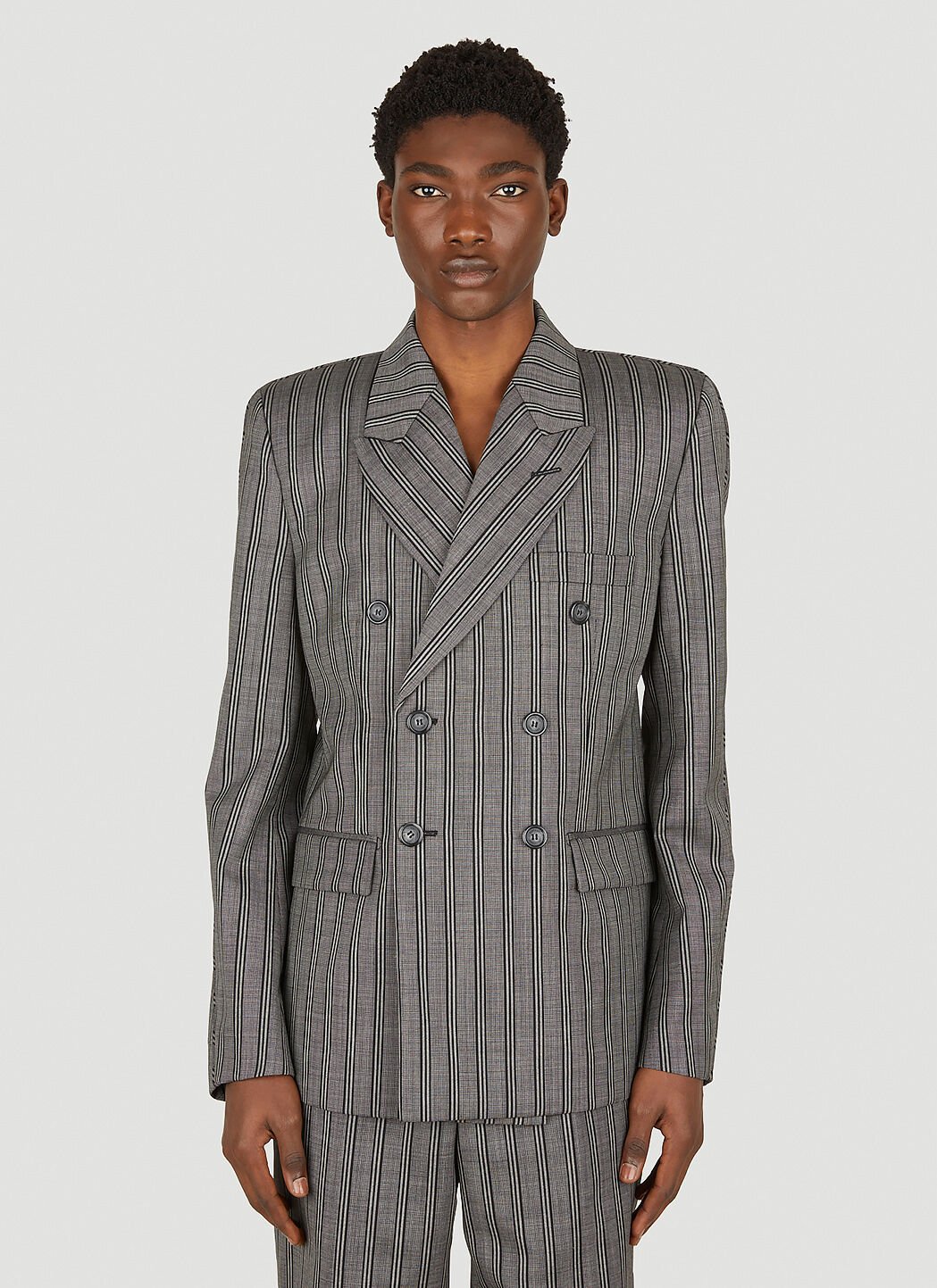 Lanvin Striped Tailored Blazer Black lnv0154001
