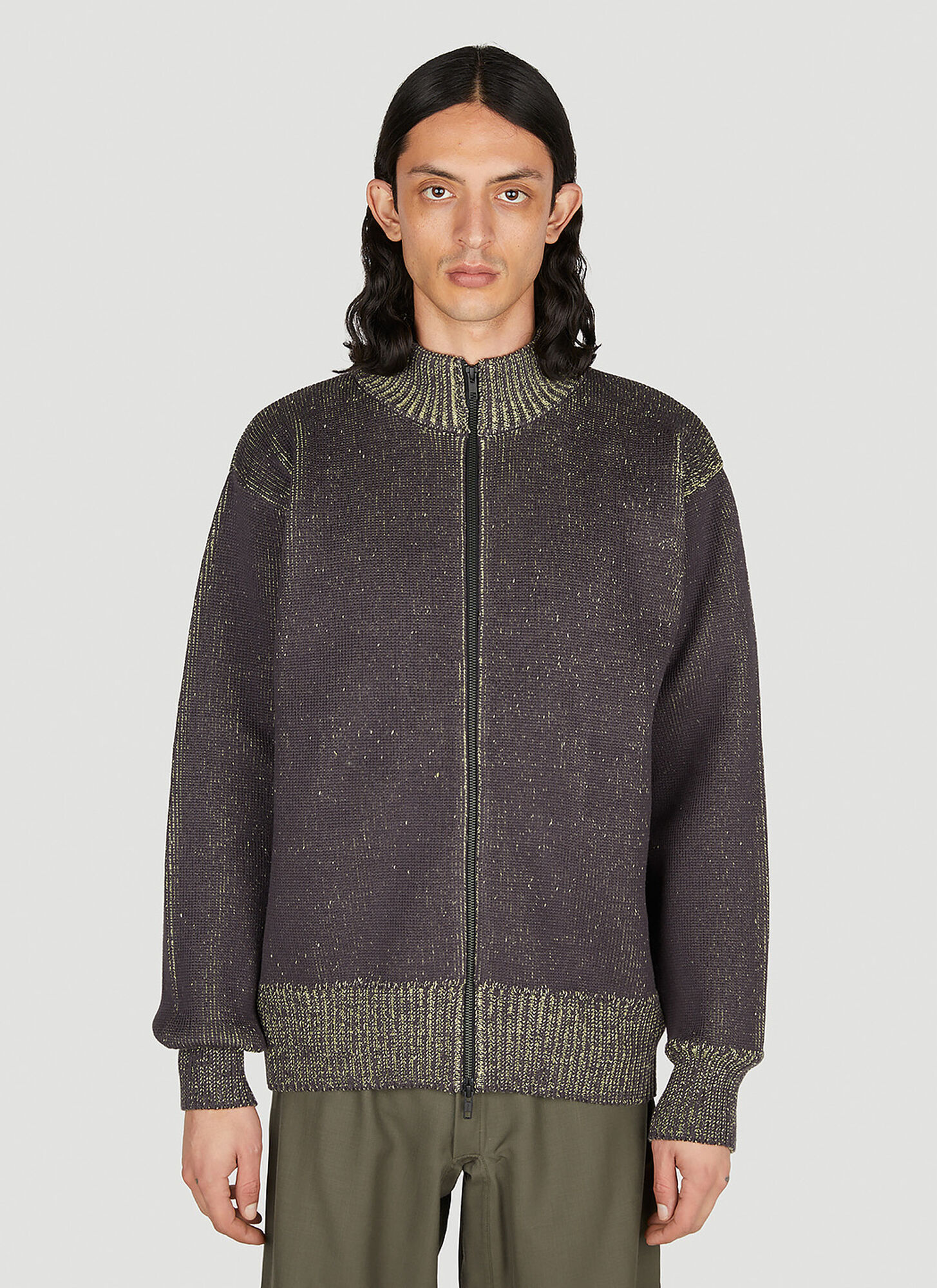 Shop Gr10k Aimless Compact Zip Sweater In Grey