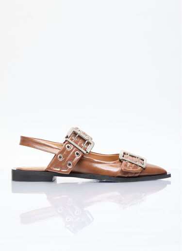 GANNI Feminine Buckle Ballerina Flats Brown gan0256034