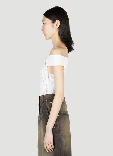 Balmain Off Shoulder Bodysuit White bln0252006