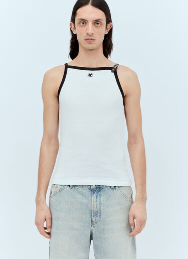 Courrèges Buckle Contrast Tank Top White cou0156005