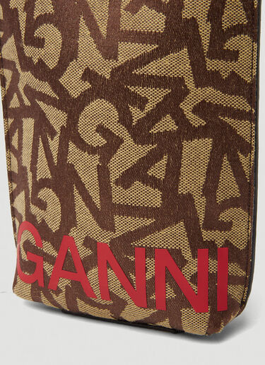 GANNI Banner Jacquard Small Shoulder Bag Brown gan0250021