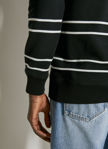 Saint Laurent Striped Hooded Sweatshirt Black sla0154022